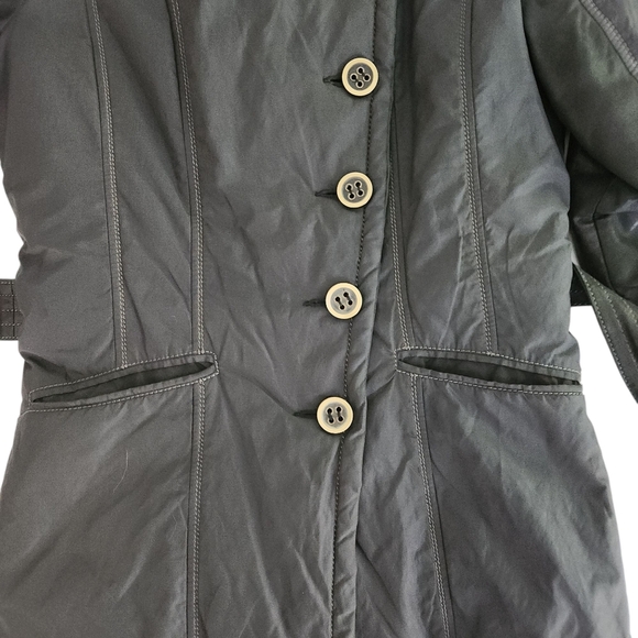 DANIER Black Belted Jacket with Leather Accents & rabbit Fur Lining - Size small - Picture 7 of 15